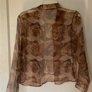 Sheer Floral Brown Blouse